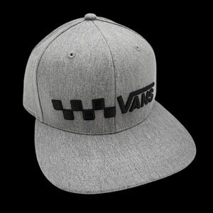 VANS Trecker Snapback Hat Adult Heather Grey Black Logo Skateboard Cap NEW w Tag